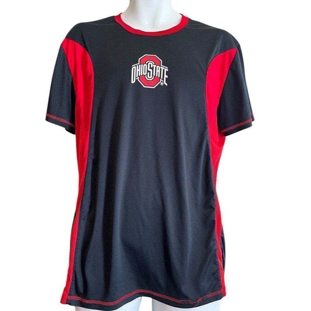 Mens Large Ohio State Black Jersey Shirt Short Sleeve Varsity Authentic Apparel